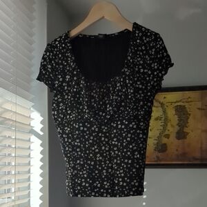 Floral Black Top